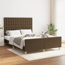 Rama łóżka z zagłówkiem, ciemnobrązowa 140x200 cm obita tkaniną