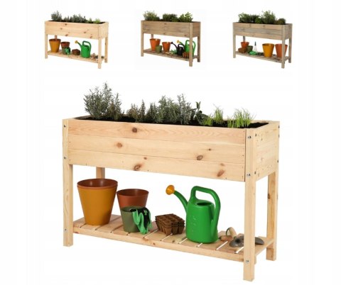 Drewniany kwietnik z półką OBM / 118x40 cm / Natu