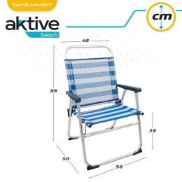 Fotel plażowy Aktive Niebieski Biały 48 x 88 x 50 cm Aluminium Składany (4 Sztuk)