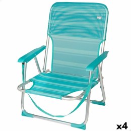 Fotel plażowy Aktive Turkusowy 44 x 72 x 35 cm Aluminium Składany (4 Sztuk)
