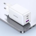 Szybka ładowarka sieciowa GaN 65W USB-A / 2x USB-C biała