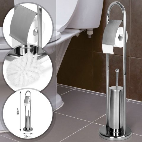 AQUAMARIN Wolnostojący zestaw WC 81 x 22 x 22 cm, srebrny AQUAMARIN Wolnostojący zestaw WC 81 x 22 x 22 cm, srebrny