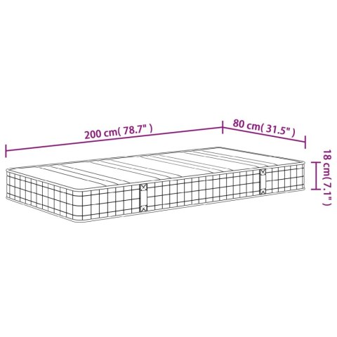 Materac bonellowy, średnia twardość, 80x200 cm Materac bonellowy, średnia twardość, 80x200 cm