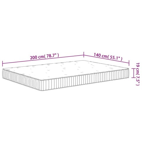 Materac kieszeniowy, twardość średnia, 140x200 cm