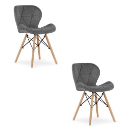 Krzesło LAGO Aksamit - szare x 2