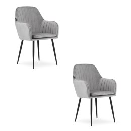 Krzesło LUGO - aksamit srebrno-szary / nogi czarne x 2