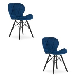 Krzesło LAGO Aksamit - granatowe / nogi czarne x 2