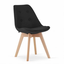 Krzesło NORI - czarny materiał - nogi naturalne x 3