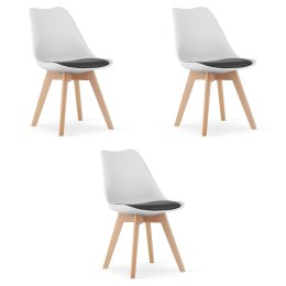 Krzesło MARK biało czarne / nogi naturalne x 3
