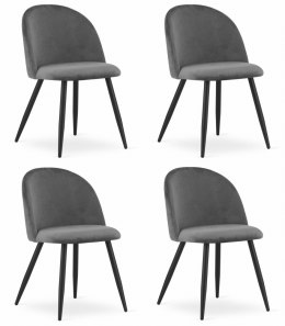 Krzesło BELLO - aksamit ciemnoszare / nogi czarne x 4