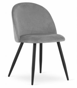 Krzesło BELLO - aksamit jasnoszare / nogi czarne x 2