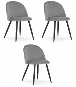 Krzesło BELLO - aksamit jasnoszare / nogi czarne x 3