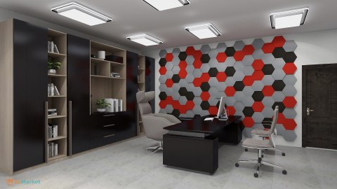 Panel ścienny 3d dekoracyjny piankowy WallMarket Heksagon czarny grubość 4,5 cm Panel ścienny 3d dekoracyjny piankowy WallMarket Heksagon czarny grubość 4,5 cm