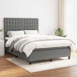 Łóżko kontynentalne z materacem, ciemnoszara tkanina 140x200 cm