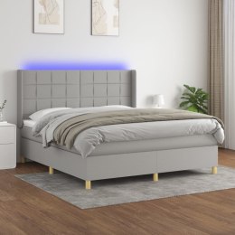 Łóżko kontynentalne z materacem, jasnoszare, 180x200cm, tkanina