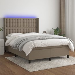 Łóżko kontynentalne z materacem, taupe, 140x190 cm, tkanina