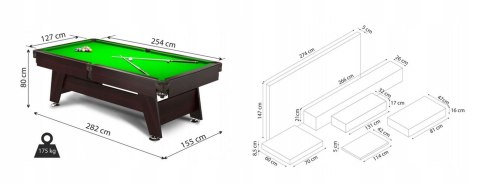 Bilard 9ft Radley Vintage MDF czarny CT