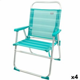 Fotel plażowy Aktive Turkusowy 48 x 88 x 50 cm Aluminium Składany (4 Sztuk)