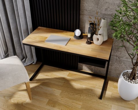 Biurko loft stolik dąb stal Aero 120 x 50 czarny
