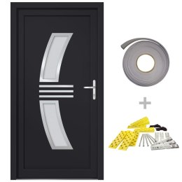 Drzwi wejściowe, antracytowe, 108x208 cm, PVC