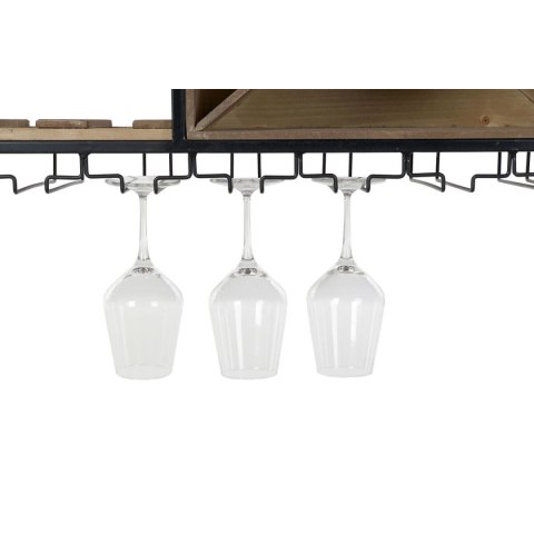 Stojak na Butelki DKD Home Decor 80 x 24 x 44 cm Jodła Naturalny Czarny Metal Brązowy Drewno MDF