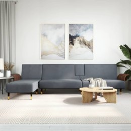 Sofa rozkładana L, ciemnoszara, 279x140x70 cm, aksamit