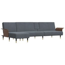 Sofa rozkładana L, ciemnoszara, 279x140x70 cm, aksamit