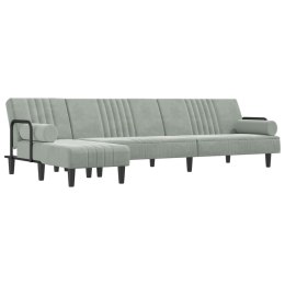 VidaXL Sofa rozkładana L, jasnoszara, 260x140x70 cm, aksamit