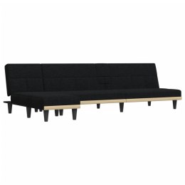 VidaXL Sofa rozkładana w kształcie L, czarna, 255x140x70 cm, tkanina