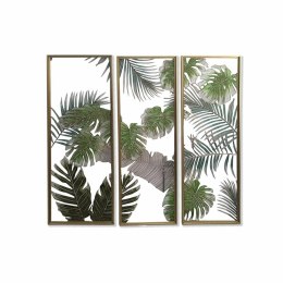 Płótno DKD Home Decor 3 Części Tropikalny Liść roślin (122 x 3 x 122 cm)