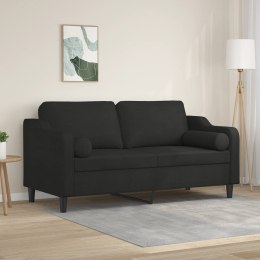 VidaXL 2-osobowa sofa z poduszkami, czarna, 140 cm, tkanina