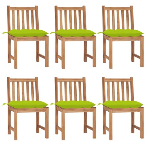 Krzesła ogrodowe z poduszkami, 6 szt., lite drewno tekowe