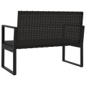 Ławka ogrodowa z poduszkami, czarna, 106 cm, polirattan