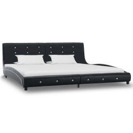 Łóżko z materacem memory, czarne, sztuczna skóra, 180 x 200 cm