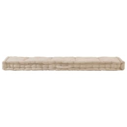 Poduszka na podłogę lub palety, bawełna, 120x40x7 cm, beżowa