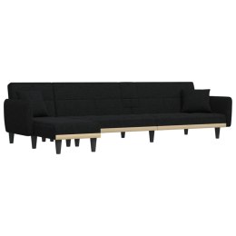 VidaXL Sofa rozkładana L, czarna, 275x140x70 cm, tkanina
