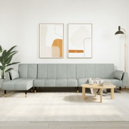 Sofa rozkładana L, jasnoszara, 275x140x70 cm, aksamit