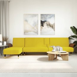 Sofa rozkładana L, żółta, 279x140x70 cm, aksamit