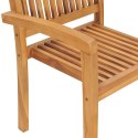 Krzesła ogrodowe z czerwonymi poduszkami, 2 szt., drewno tekowe