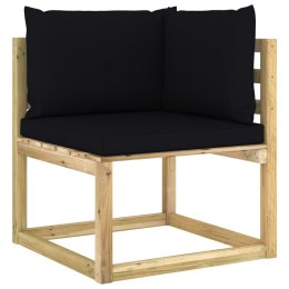 VidaXL Moduł sofy narożnej z poduszkami, impregnowane drewno
