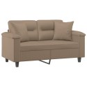 2-osobowa sofa z poduszkami, cappuccino, 120 cm, sztuczna skóra