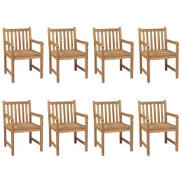VidaXL Krzesła ogrodowe z zielonymi poduszkami, 8 szt., drewno tekowe