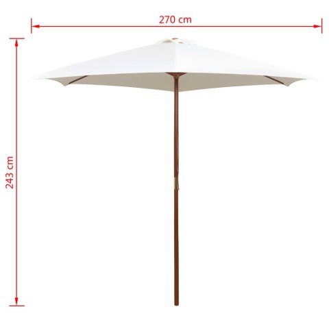 Parasol ogrodowy, 270x270 cm, drewniany, kremowy