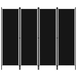 Parawan 4-panelowy, czarny, 200 x 180 cm