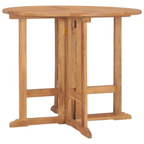 Folding Patio Dining Table Ø35.4"x29.5" Solid Teak Wood