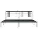 Metal Bed Frame with Headboard Black 76"x79.9" King