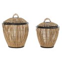 Zestaw koszy DKD Home Decor Czarny Naturalny Metal Rattan 48 x 48 x 55 cm (2 Sztuk)