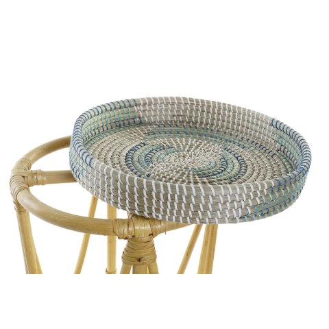 Ergonomiczny DKD Home Decor Naturalny Turkusowy Biały Rattan Tropikalny Trawa morska (41 x 41 x 42 cm)