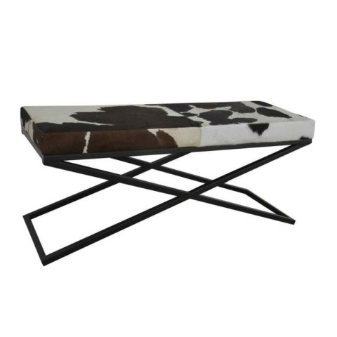 Foot-of-bed Bench DKD Home Decor Czarny Beżowy Metal Brązowy Skóra Biały Kolonialny (120 x 40 x 50 cm)