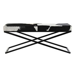 Foot-of-bed Bench DKD Home Decor Czarny Beżowy Metal Brązowy Skóra Biały Kolonialny (120 x 40 x 50 cm)